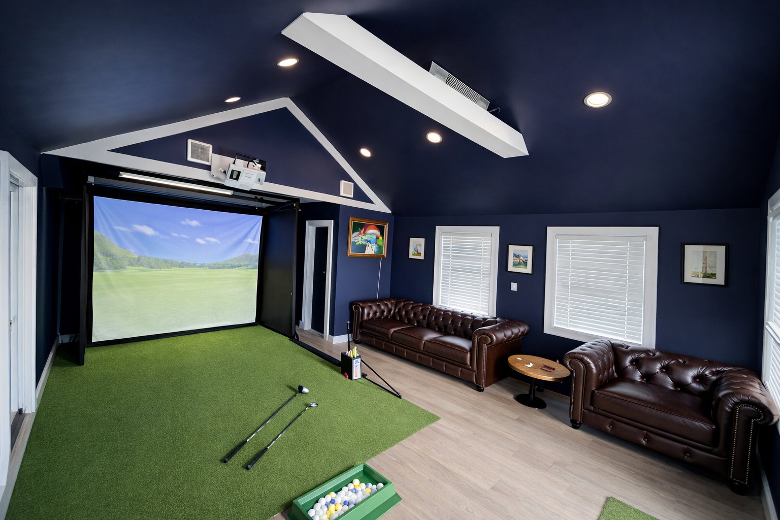 Long Island Golf Factory - Private indoor golf simulator bay with premium seating in Massapequa NY