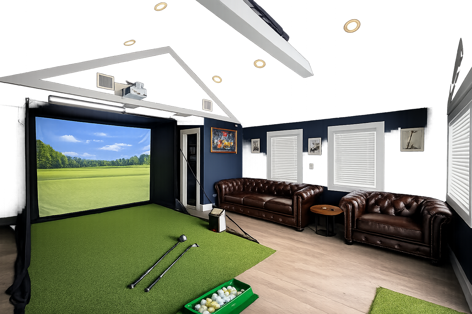 Long Island Golf Factory - Private indoor golf simulator bay with premium seating in Massapequa NY